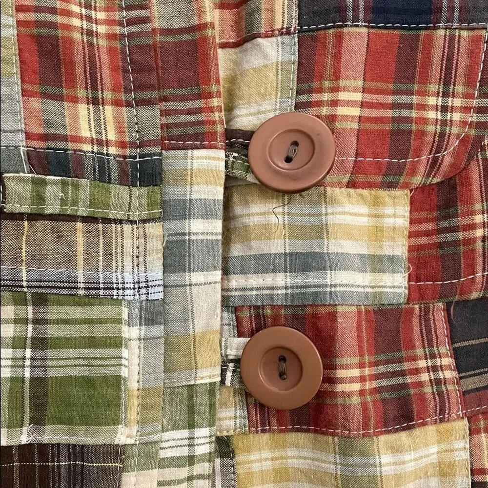 Cambridge Dry Goods VTG Madras Patchwork Plaid Cropped Jacket Womens Size Small - Picture 10 of 12